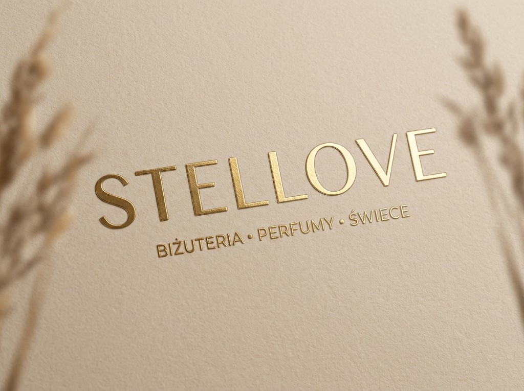 Logo Stellove — Biżuteria, Perfumy, Świece na złotym tłoczeniu